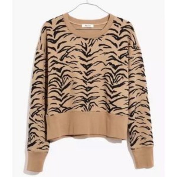 Madewell Tops - Madewell EUC XXL (like XL) cropped tiger print sweatshirt